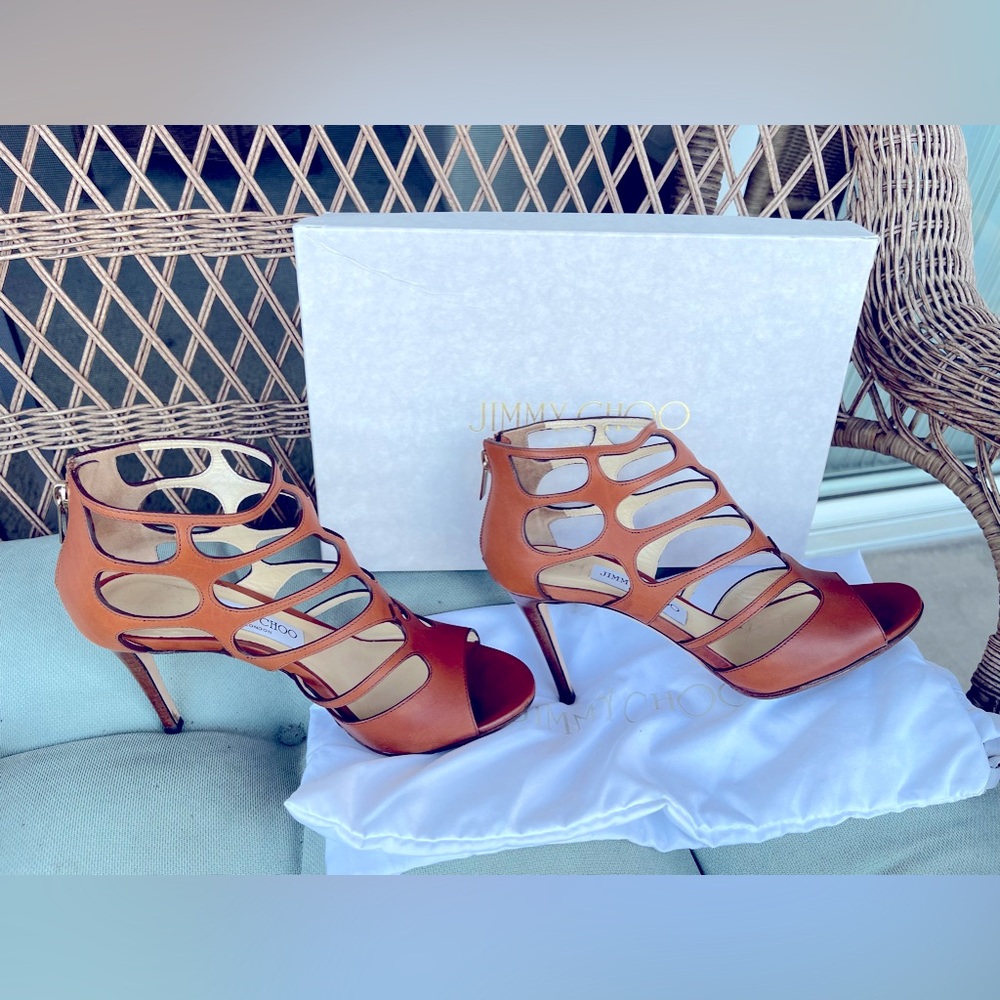 Jimmy Choo sandals in Canyon color, worn only once now at less than half price